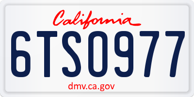CA license plate 6TSO977
