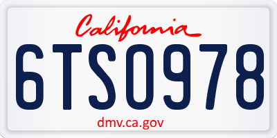 CA license plate 6TSO978