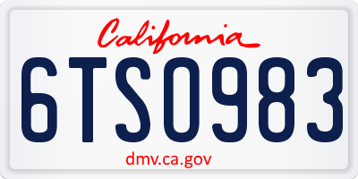 CA license plate 6TSO983