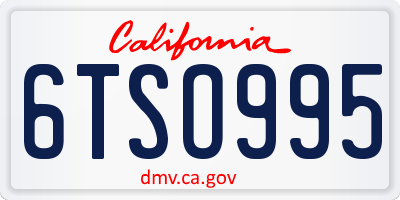 CA license plate 6TSO995
