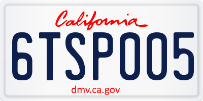 CA license plate 6TSP005