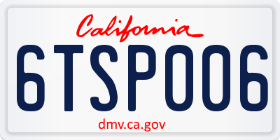 CA license plate 6TSP006