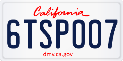 CA license plate 6TSP007