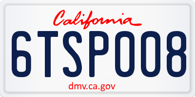 CA license plate 6TSP008