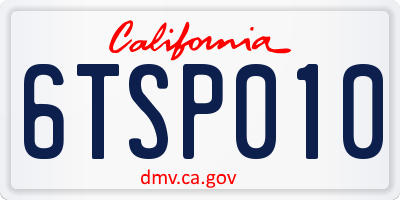 CA license plate 6TSP010