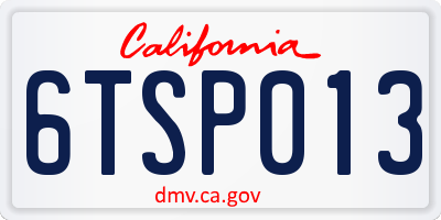 CA license plate 6TSP013