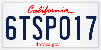 CA license plate 6TSP017