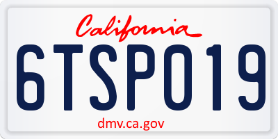 CA license plate 6TSP019