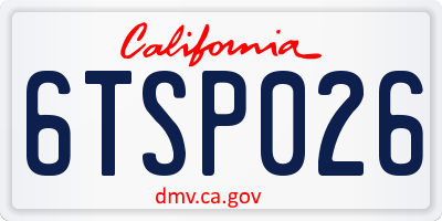 CA license plate 6TSP026