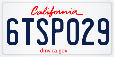 CA license plate 6TSP029