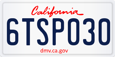 CA license plate 6TSP030