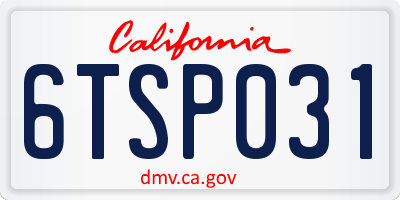 CA license plate 6TSP031
