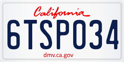 CA license plate 6TSP034