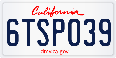 CA license plate 6TSP039
