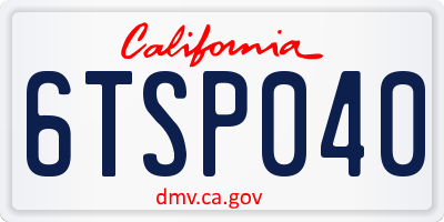CA license plate 6TSP040