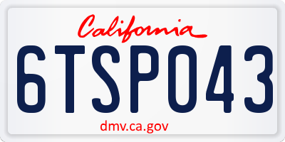 CA license plate 6TSP043