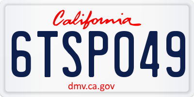 CA license plate 6TSP049