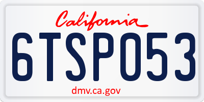 CA license plate 6TSP053