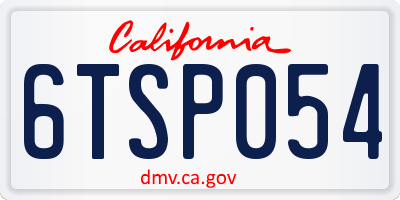 CA license plate 6TSP054