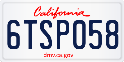 CA license plate 6TSP058