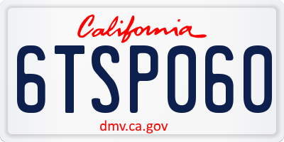 CA license plate 6TSP060