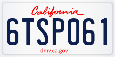 CA license plate 6TSP061