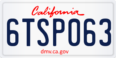 CA license plate 6TSP063