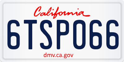 CA license plate 6TSP066