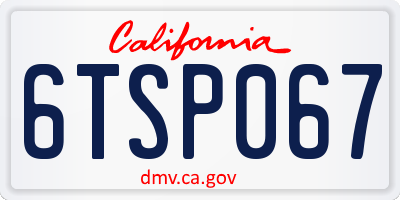 CA license plate 6TSP067