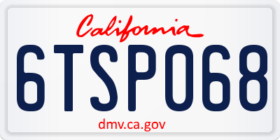 CA license plate 6TSP068