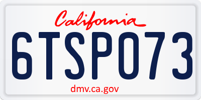 CA license plate 6TSP073