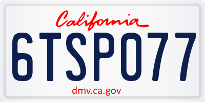 CA license plate 6TSP077