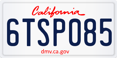 CA license plate 6TSP085