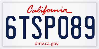 CA license plate 6TSP089