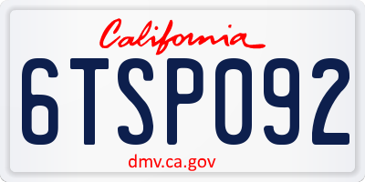 CA license plate 6TSP092
