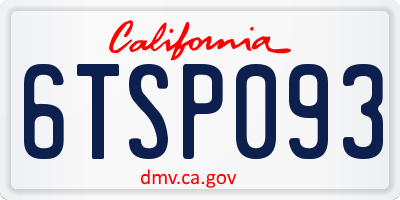 CA license plate 6TSP093