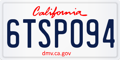 CA license plate 6TSP094