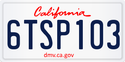 CA license plate 6TSP103