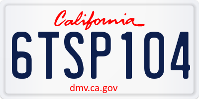 CA license plate 6TSP104