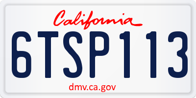 CA license plate 6TSP113