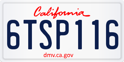 CA license plate 6TSP116