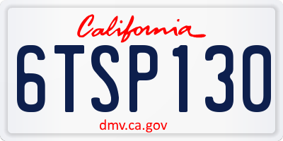 CA license plate 6TSP130