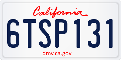 CA license plate 6TSP131