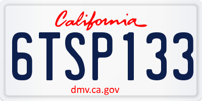 CA license plate 6TSP133