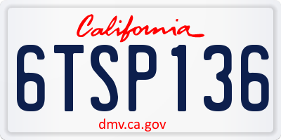 CA license plate 6TSP136