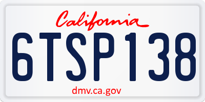 CA license plate 6TSP138