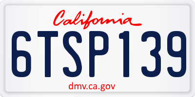 CA license plate 6TSP139
