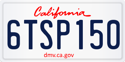 CA license plate 6TSP150
