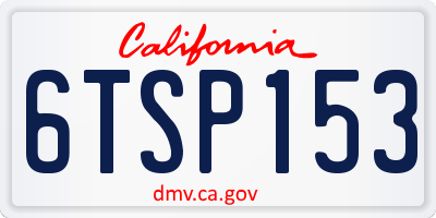 CA license plate 6TSP153