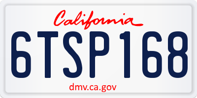 CA license plate 6TSP168